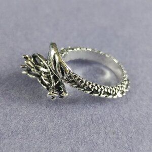🐉 Dragon Wrapped Heavy Metal Gothic Biker Ring – Size 8 (Unisex)